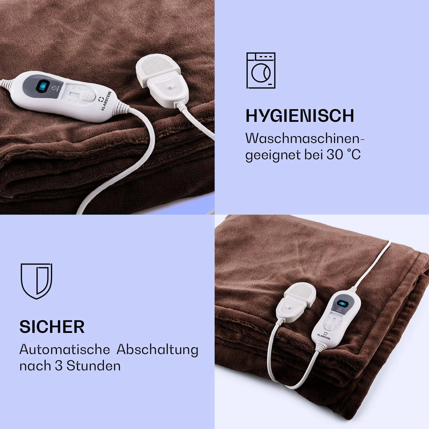 Dr. Watson XL Heizdecke 120W 3 Temperaturstufen 180x130 Cm Bedienteil – Bild 4