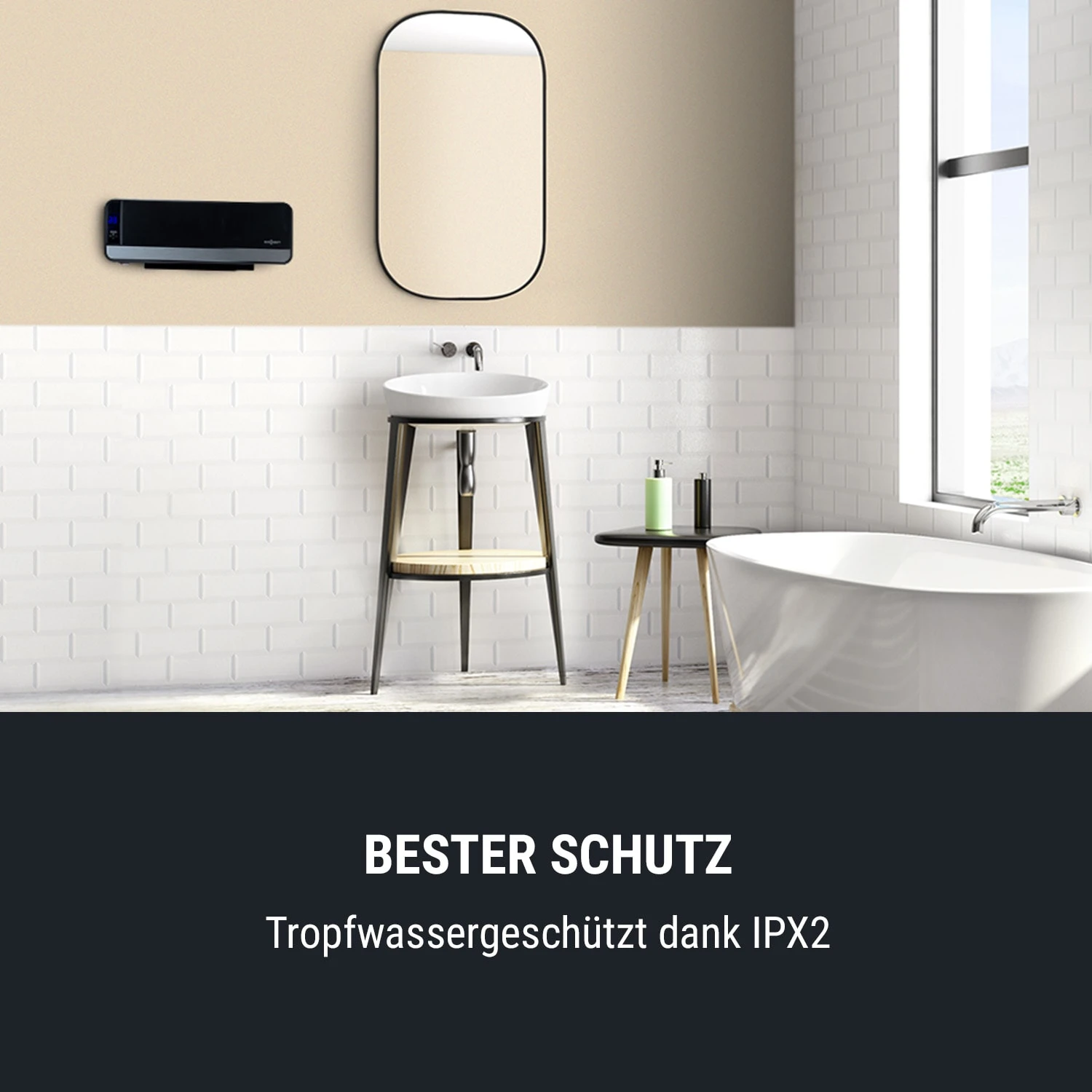 Wallkyrie Wandheizgerät 1000W/2000W 10 - 49 °C Thermostat Schwarz – Bild 6