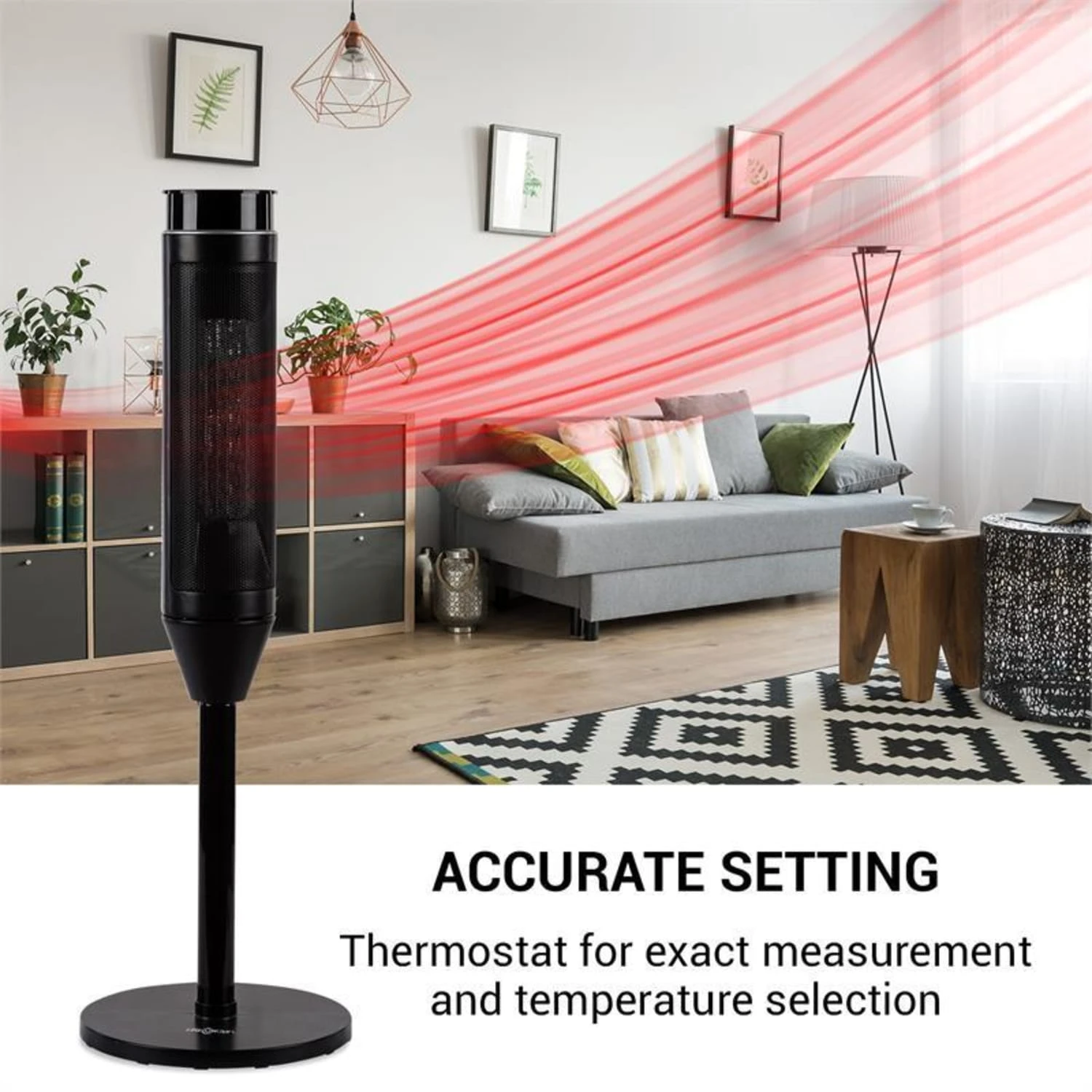 Heat Spike Turmheizgerät 1200/2200W 8h-Timer Thermostat Schwarz – Bild 7