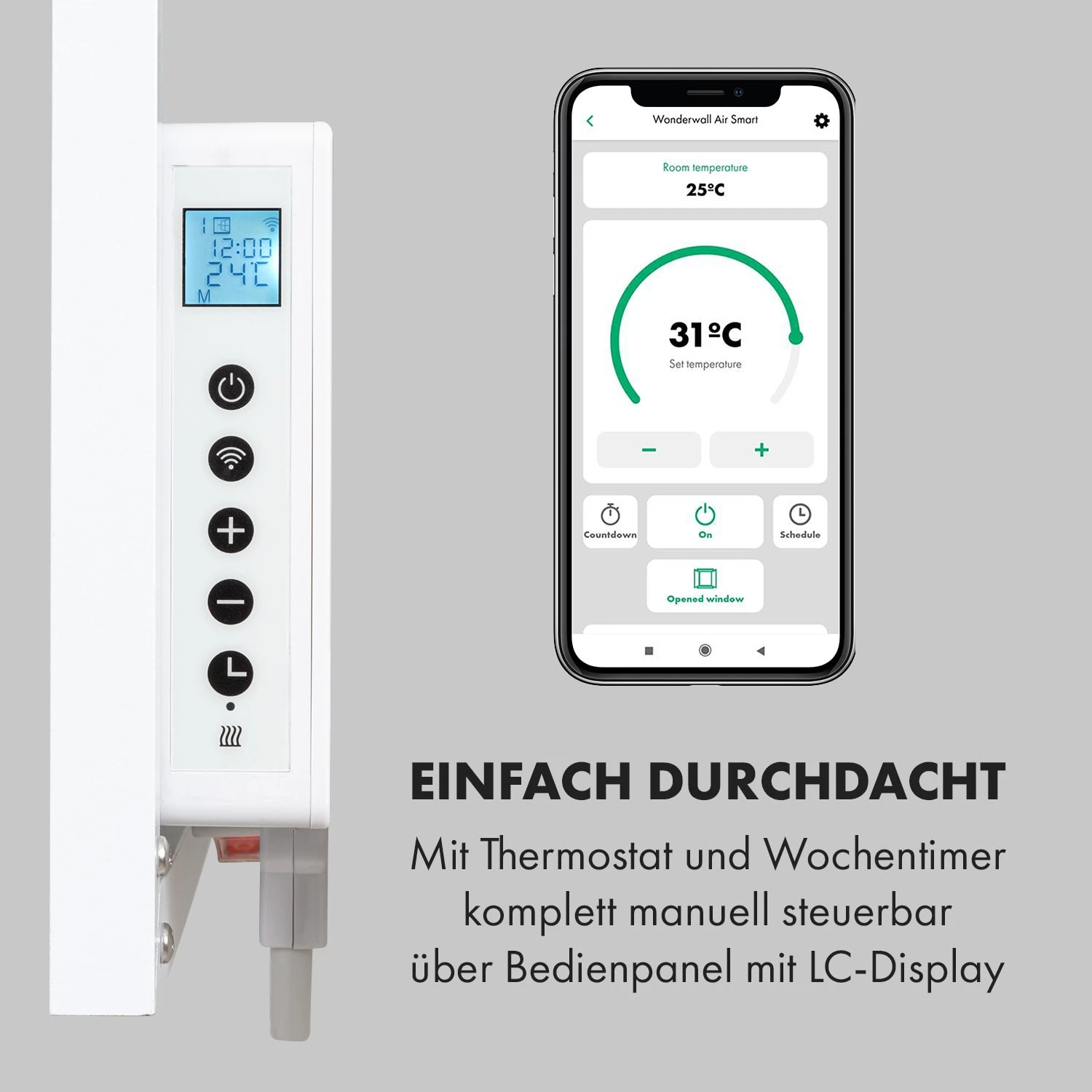 Wonderwall Air Art Smart Infrarotheizung 60x60cm 350W Wandinstallation App-Steuerung Wellen – Bild 7