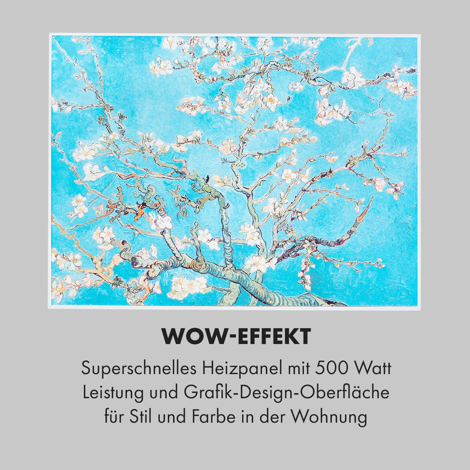 Wonderwall Air Art Smart Infrarotheizung 80x60cm 500W Wandmontage Blüten – Bild 5