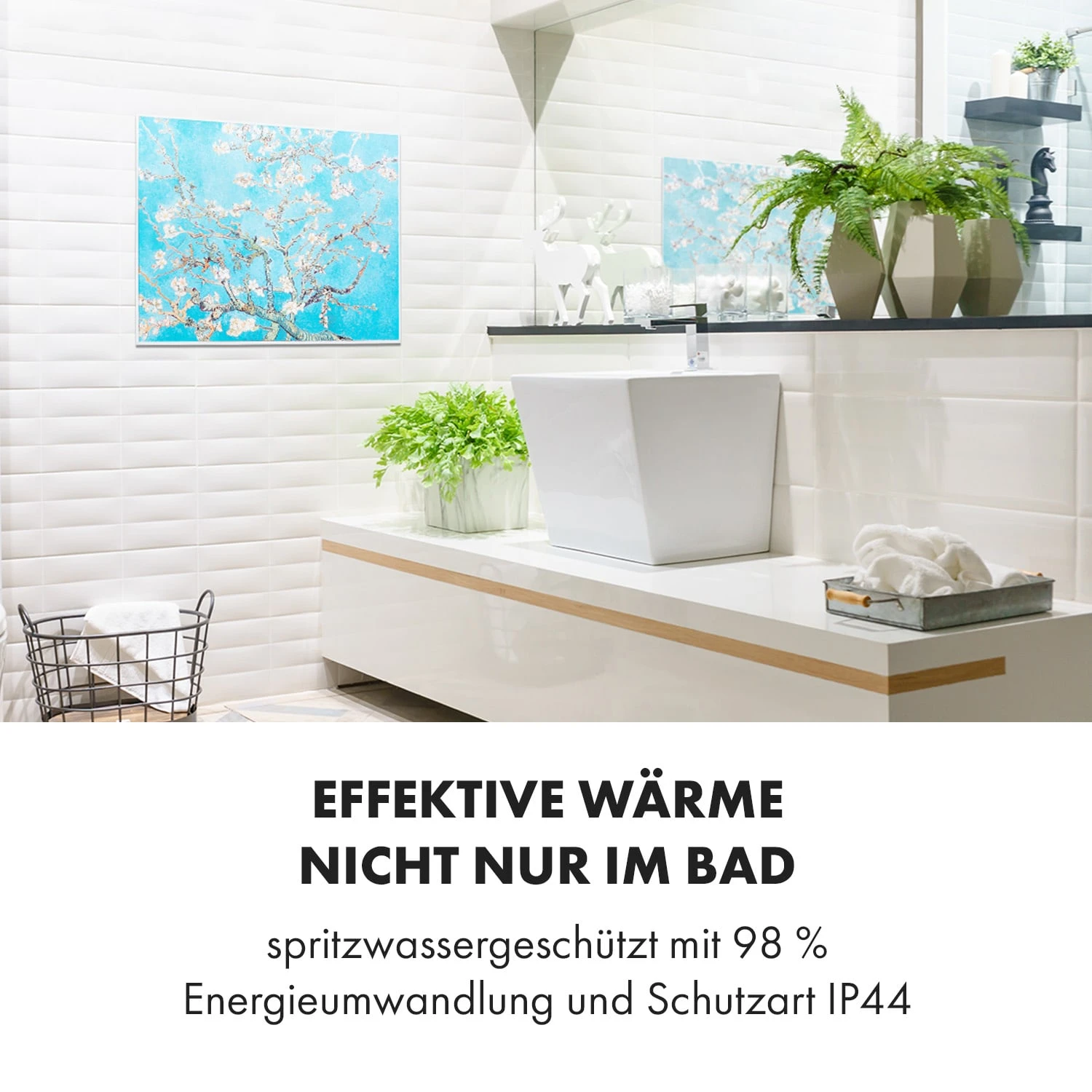 Wonderwall Air Art Smart Infrarotheizung 80x60cm 500W Wandmontage Blüten – Bild 6