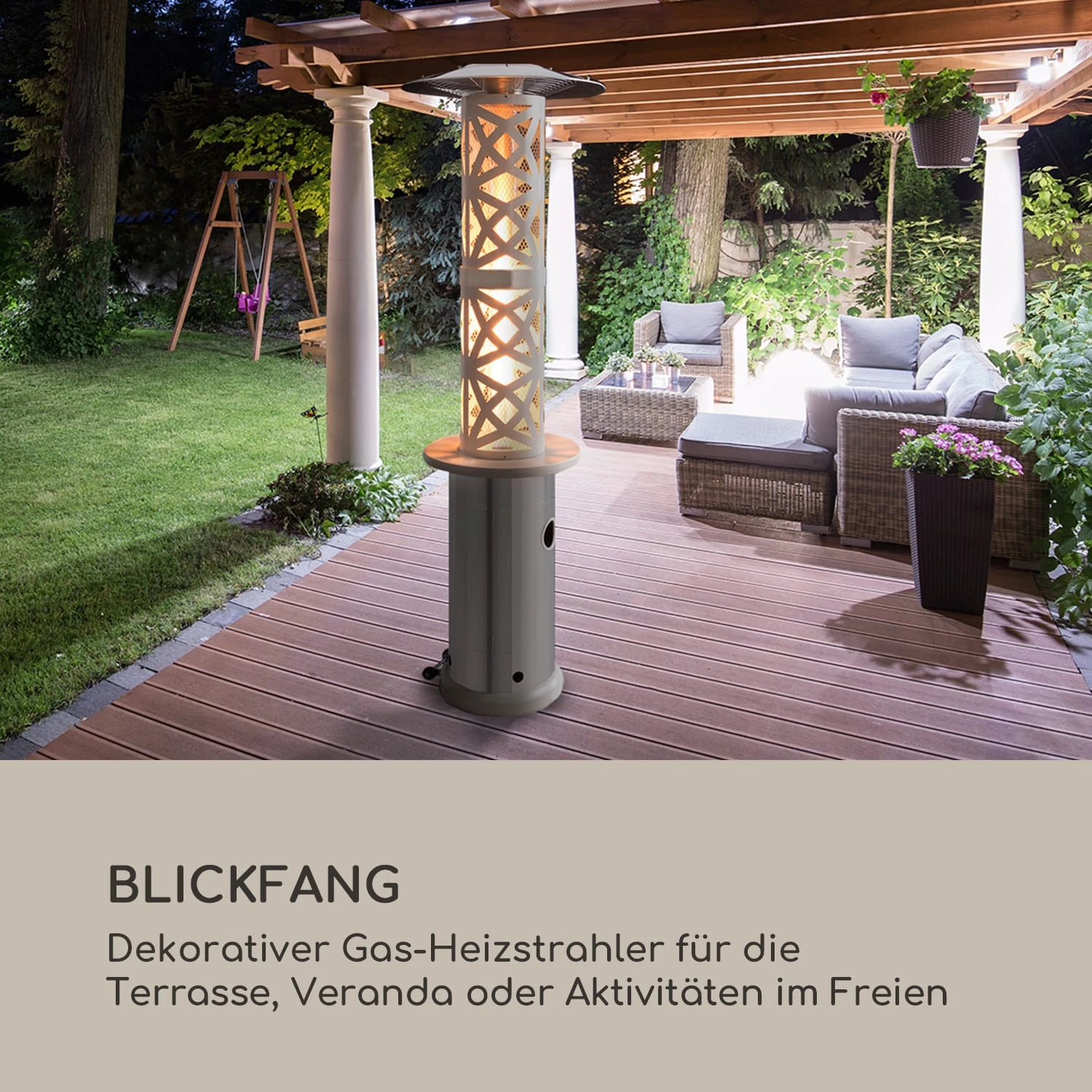 Goldflame Style Terrassenheizstrahler 11,2 KW 360°-Blick Mobil – Bild 2