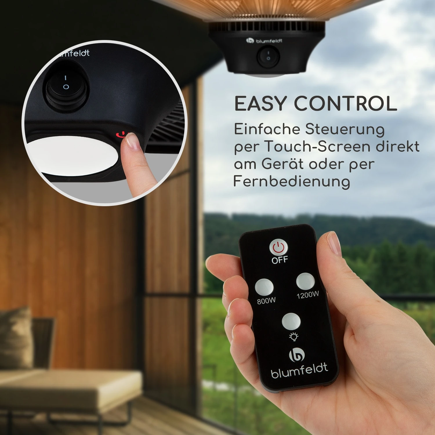 Heat Hexa Infrarot-Heizstrahler 800/1200/2000W Halogen IP34 LED – Bild 4