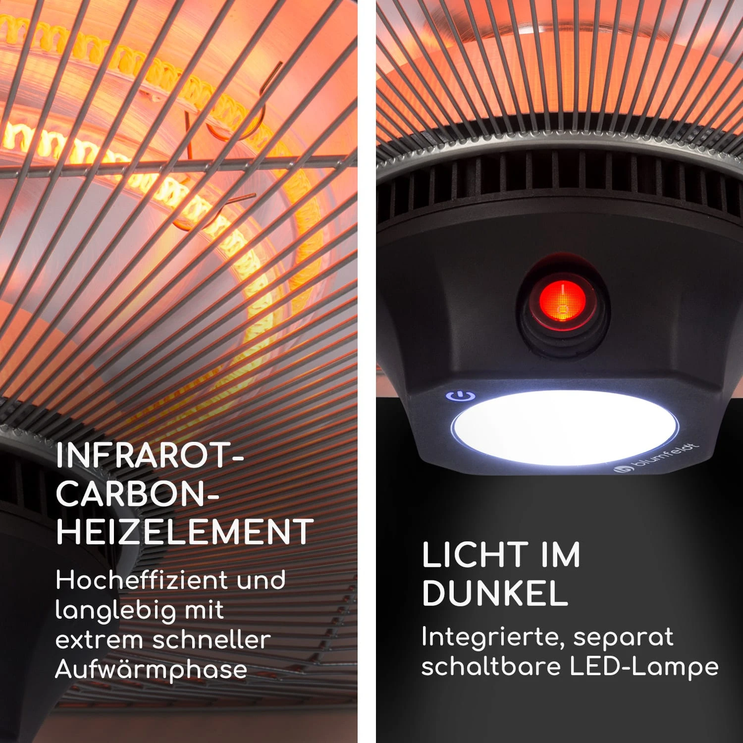 Heat Square Infrarot-Heizstrahler 1000/2000W Carbon IP24 LED – Bild 4