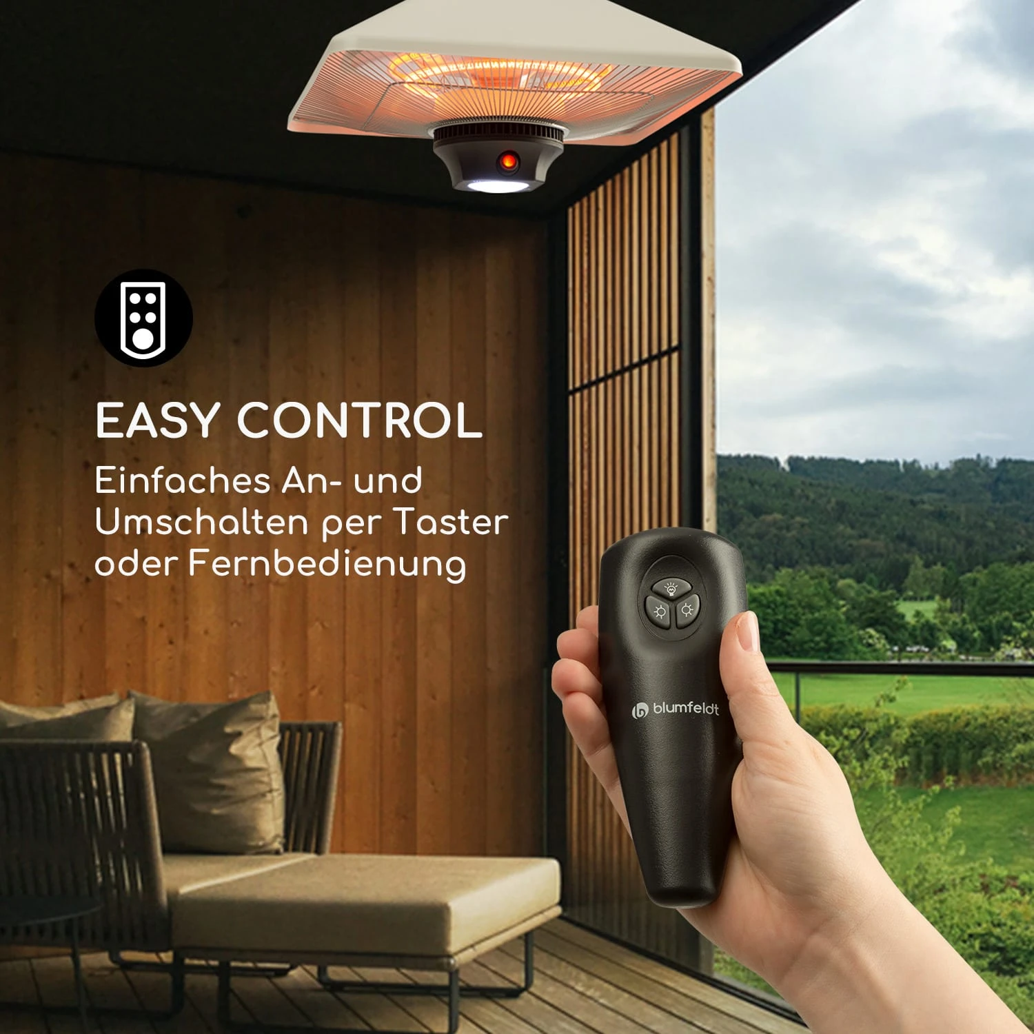 Heat Square Infrarot-Heizstrahler 1000/2000W Carbon IP24 LED – Bild 5