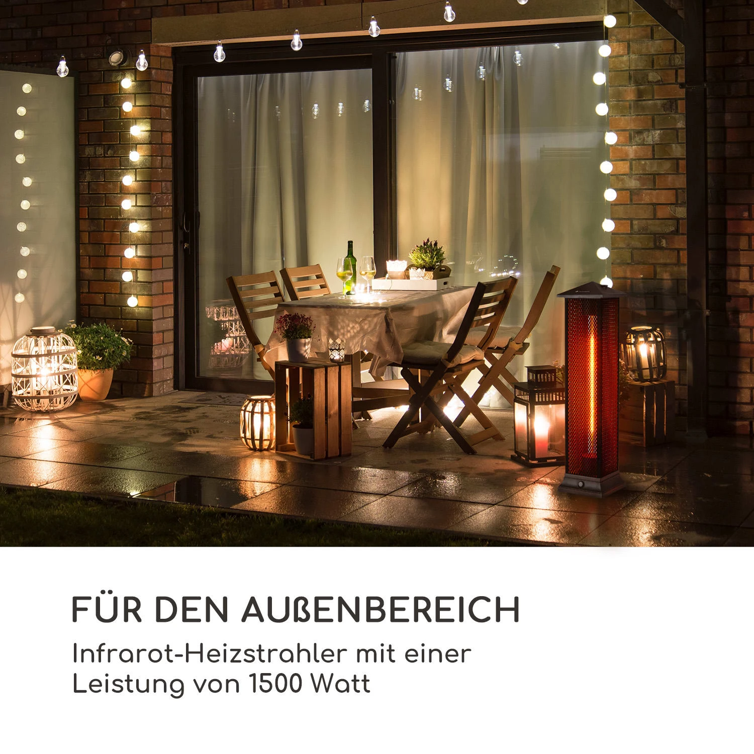 Heat Tower Infrarot-Heizstrahler 1500W Carbon-Heizelement IP55 – Bild 3