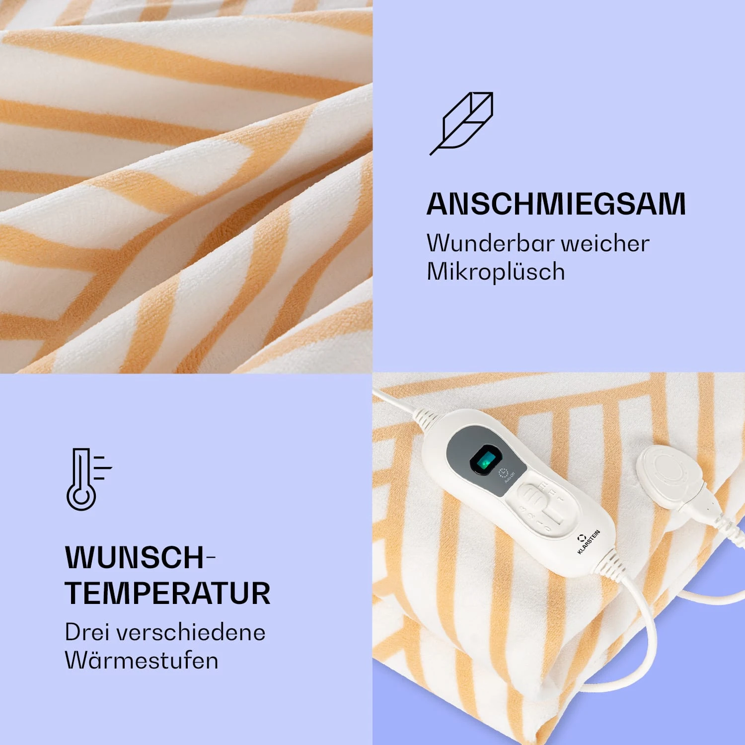 Dr. Watson XXL Heizdecke 3 Stufen Waschbar 200x180cm Mikroplüsch – Bild 3