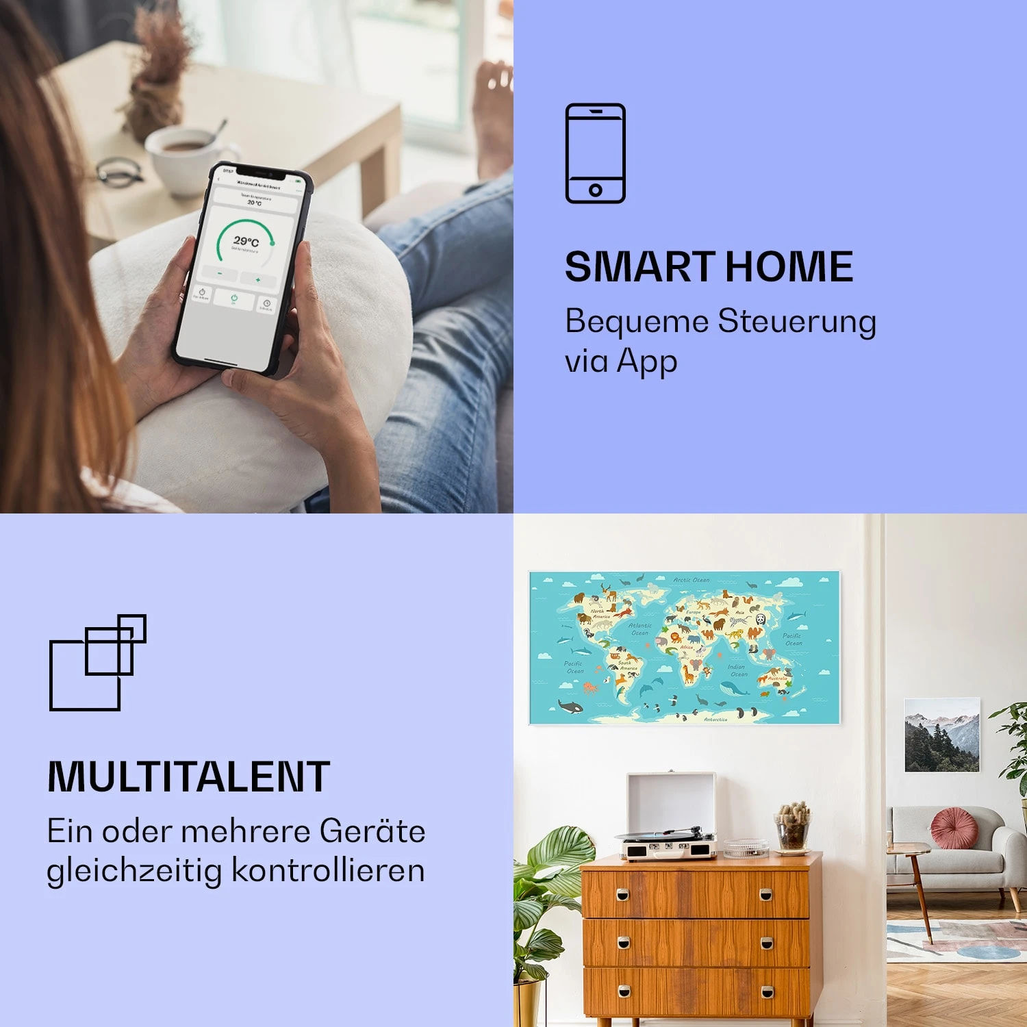 Wonderwall Air Art Smart Infrarotheizung 120x60cm 700W App – Bild 2