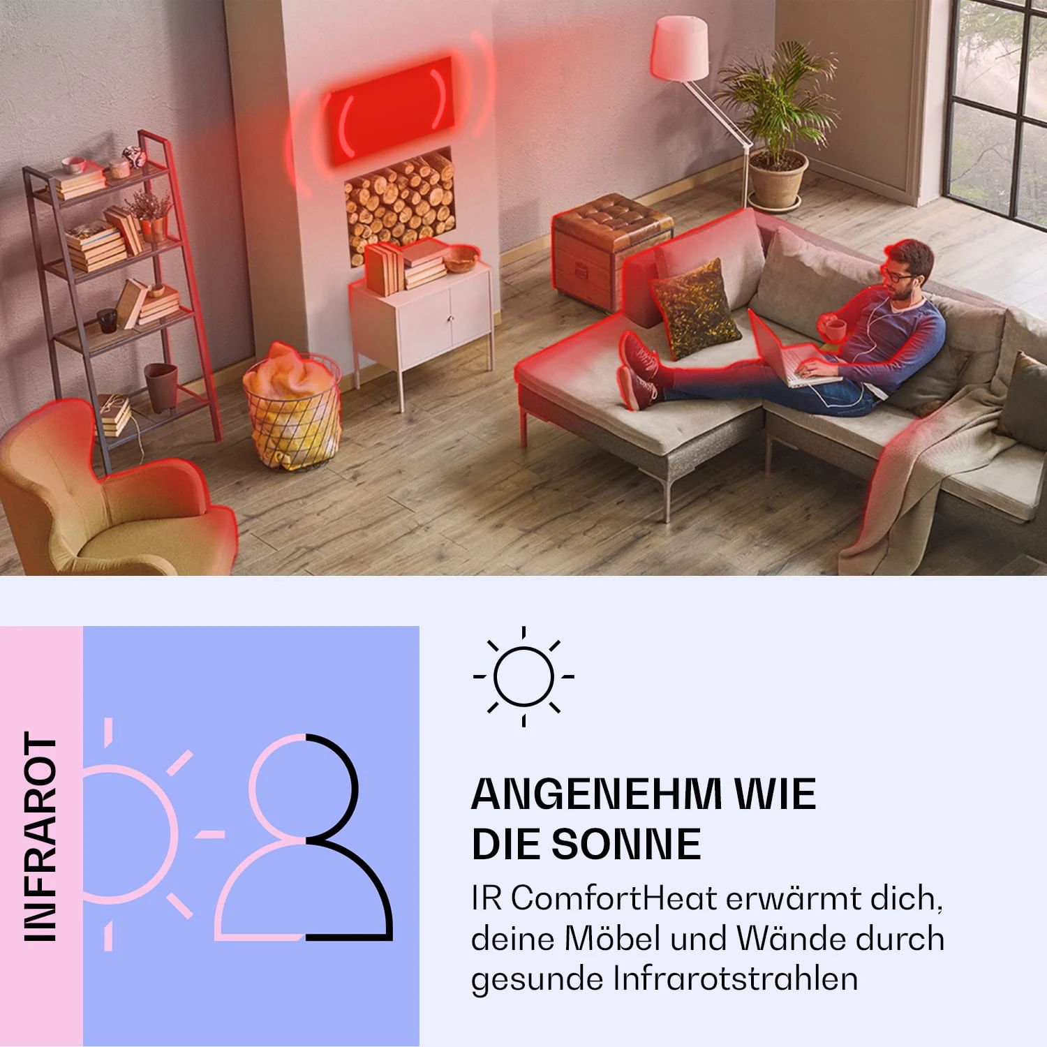 Wonderwall Air Art Smart Infrarotheizung 120x60cm 700W App – Bild 3